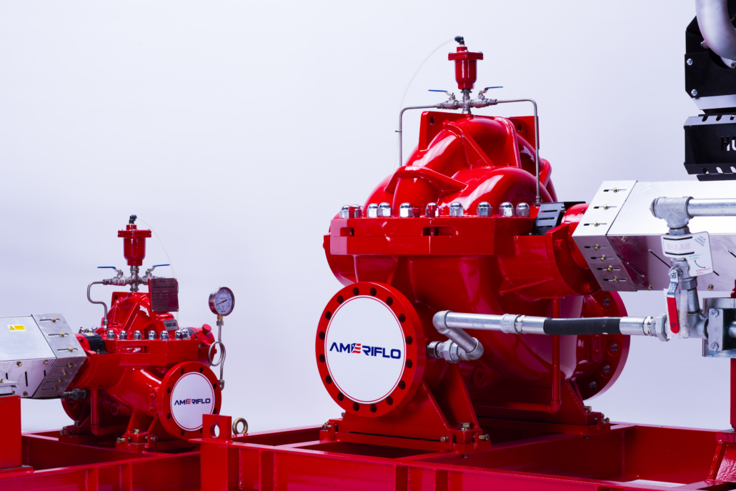 Ameriflo split case horizontal fire pump with two suction ports for high-flow fire protection systems
