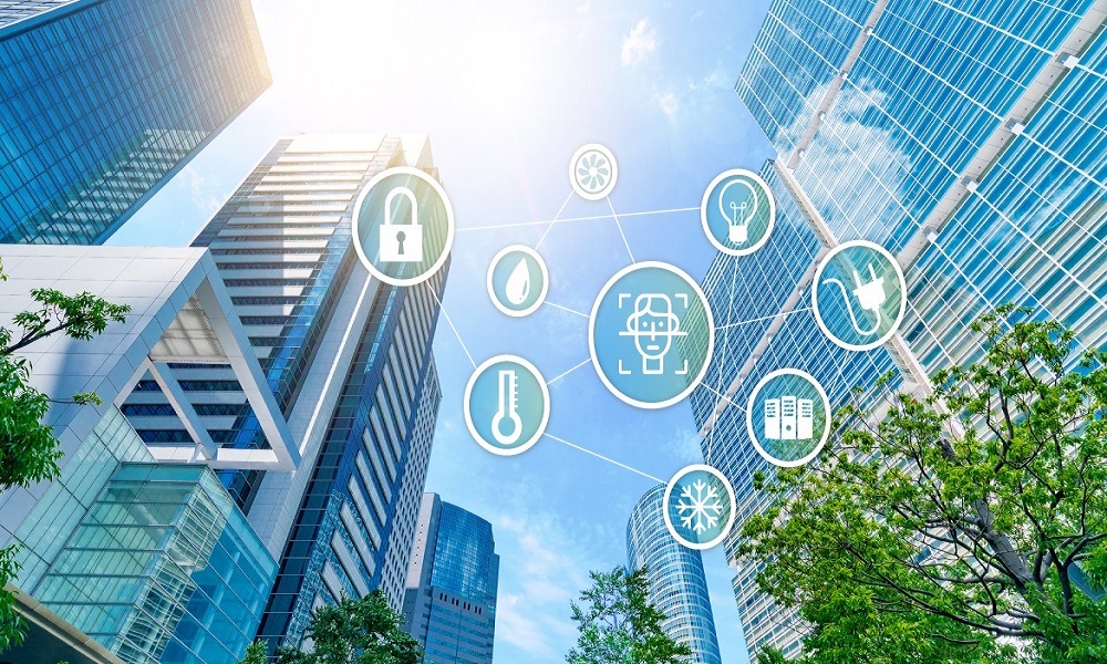 Building automation features for Building Management Systems including HVAC, lighting, security, fire safety, and energy monitoring.